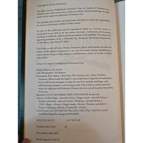 Wandmaker by Ed Masessa Hardcover Book Scholastic 2016 #1 Best Selling Author - Picture 5 of 7